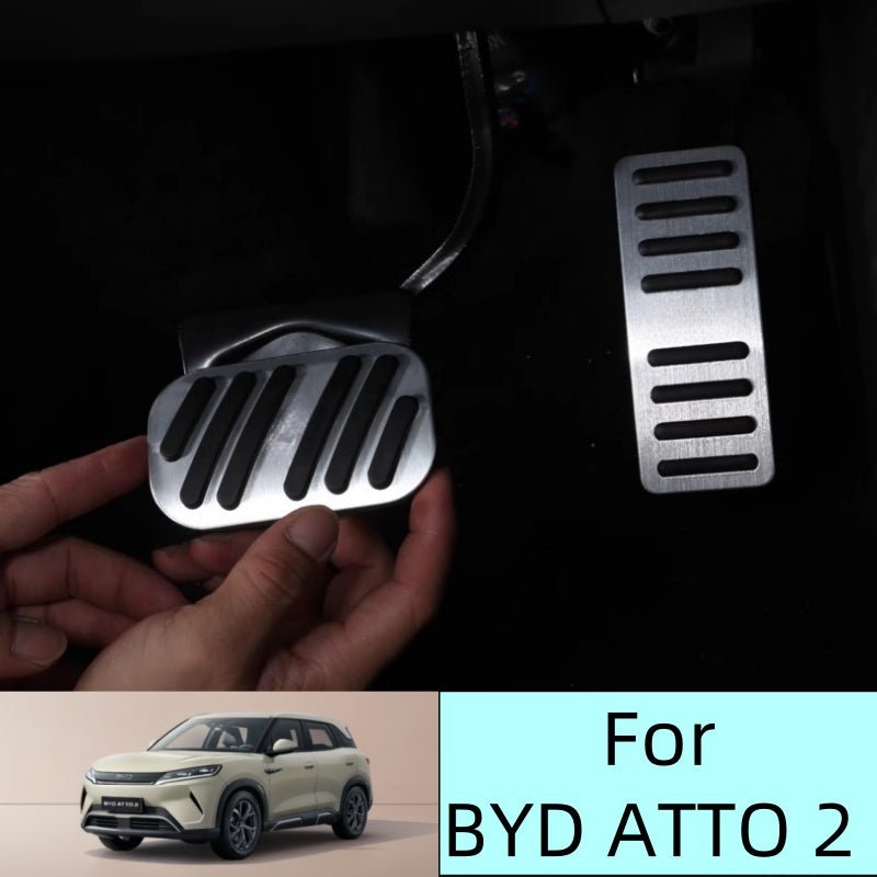 Brushed Aluminum Performance Pedal Covers for BYD ATTO 2/ATTO 3