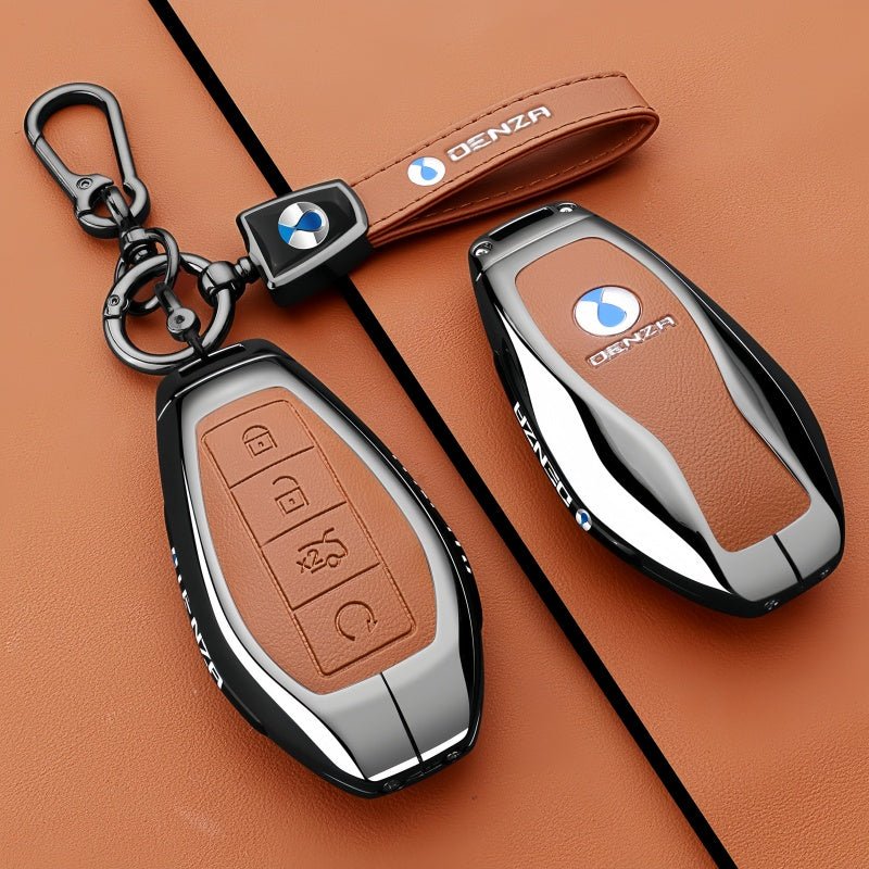 Luxury Zinc Alloy Leather Key Fob Cover for Denza B5 B8