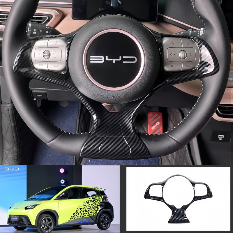 Carbon Fiber Texture Steering Wheel Cover for BYD Dolphin Surf/Seagull - Nice BYD