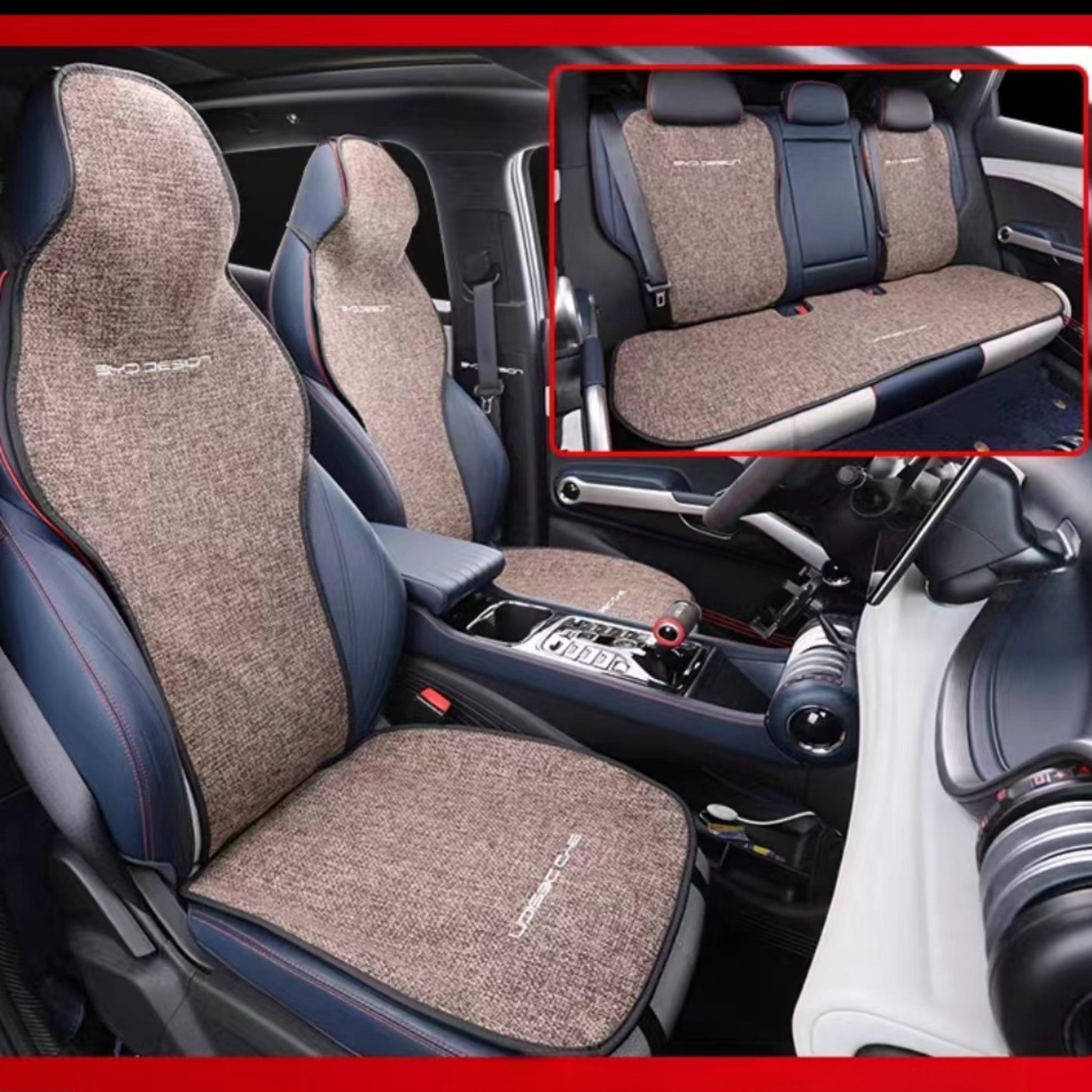 For BYD Atto 3,Dolphin Breathable Linen Car Seat Cushion Protect Mat